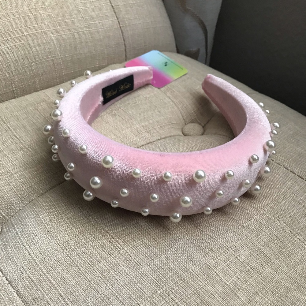 Velvet Headband W/ Pearls